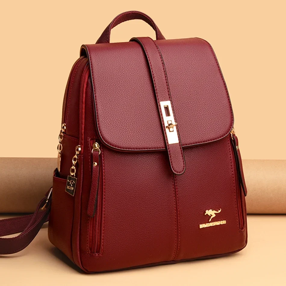 Leather Backpack Vintage - Mulheres de couro grande capacidade mochila