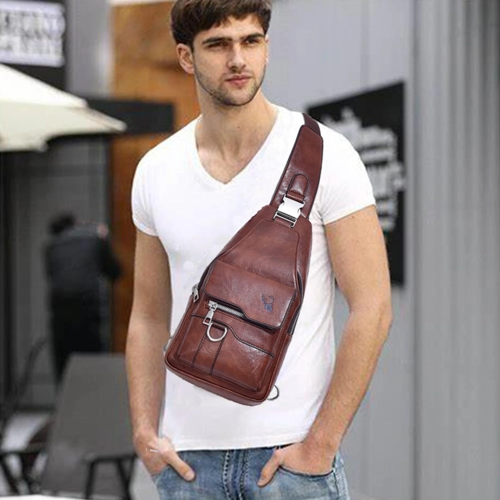 Bolsa Sling para Homens, Bolsa - Sling Backpack Shoulder avaliação e preço