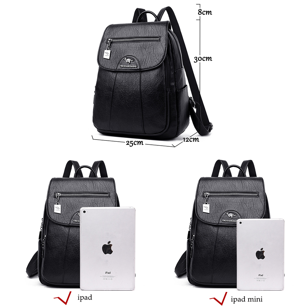 Mochila De Couro Macio Para As - Fashion Backpack Women avaliação e preço