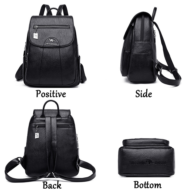 Mochila De Couro Macio Para As - Fashion Backpack Women avaliação e preço