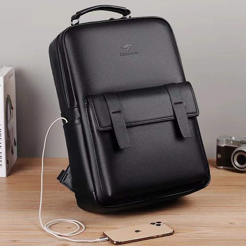 Mochila masculina de couro de  - Laptop Backpack 15.6 avaliação e preço